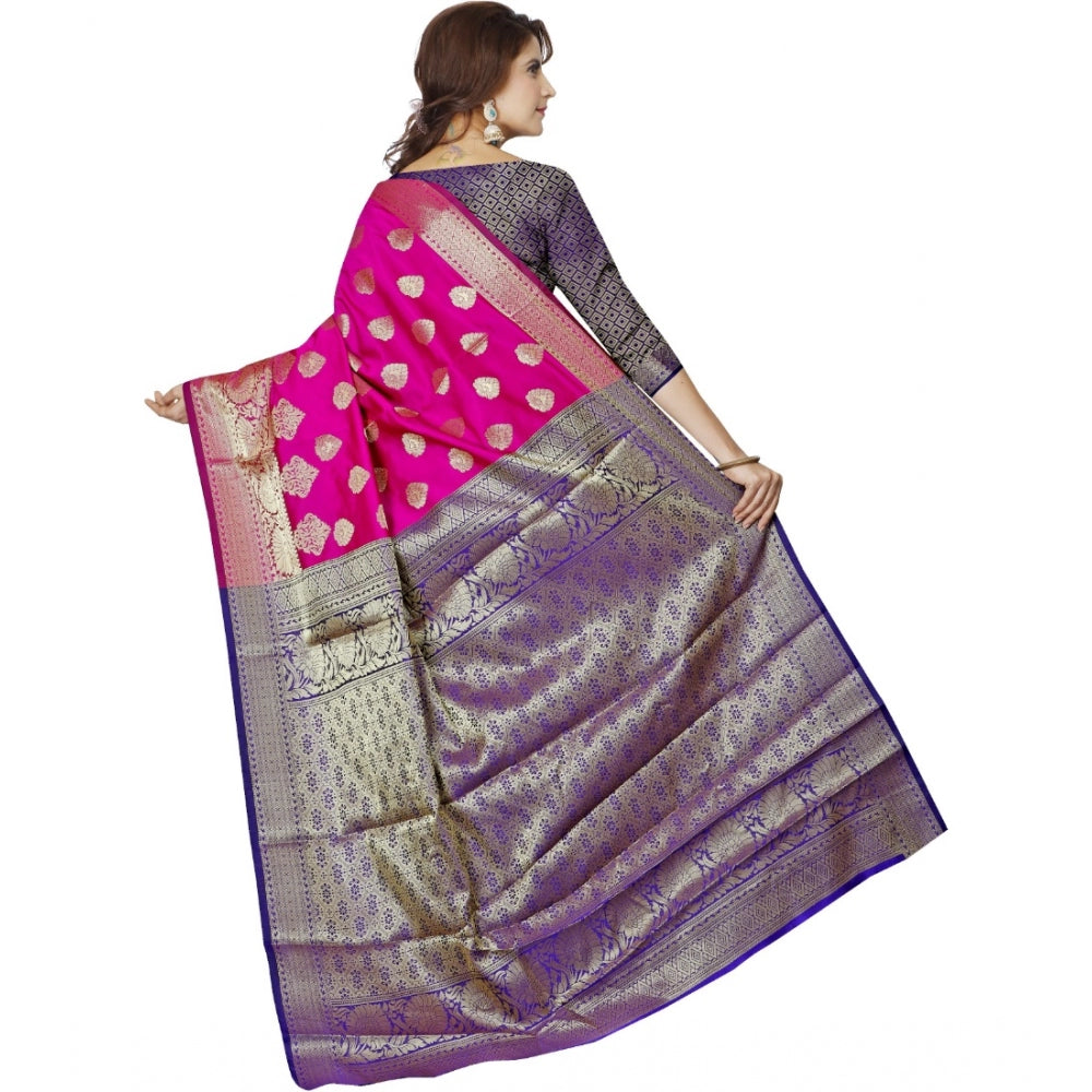 Clasymist Women's Jacquard Woven Saree With Unstitched Blouse 5.5Mtr (Pink)