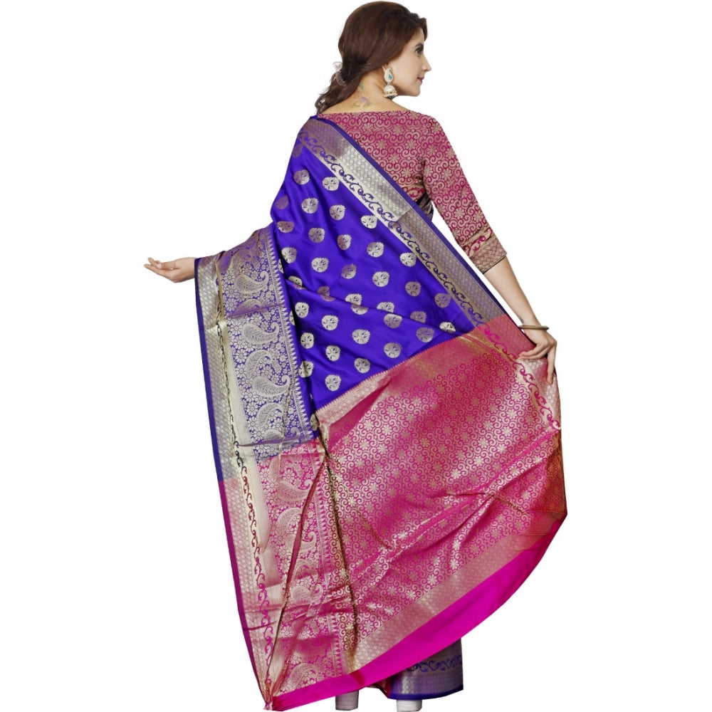 Clasymist Women's Jacquard Woven Saree With Unstitched Blouse 5.5Mtr (Blue)