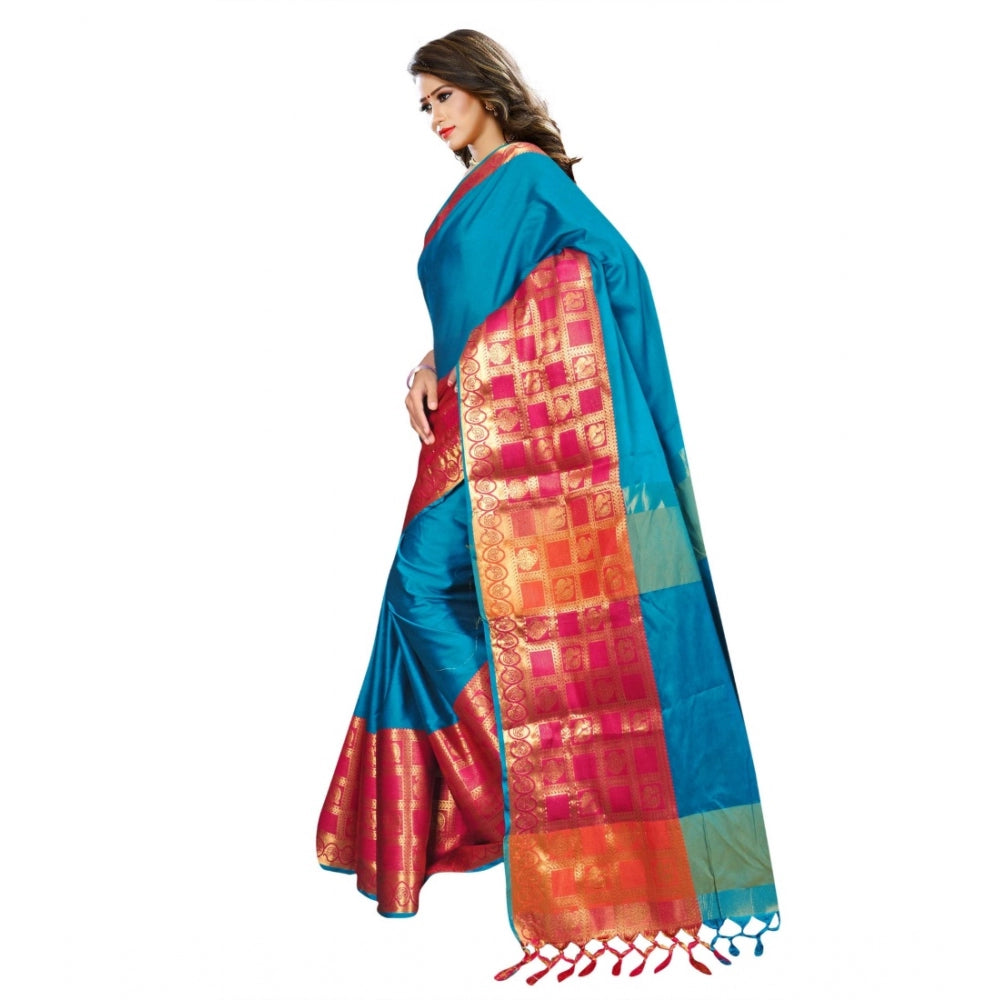 Clasymist Women's Jacquard Woven Saree With Unstitched Blouse 5.5Mtr (Multicolor)