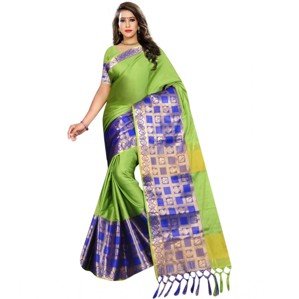 Clasymist Women's Jacquard Woven Saree With Unstitched Blouse 5.5Mtr (Green)