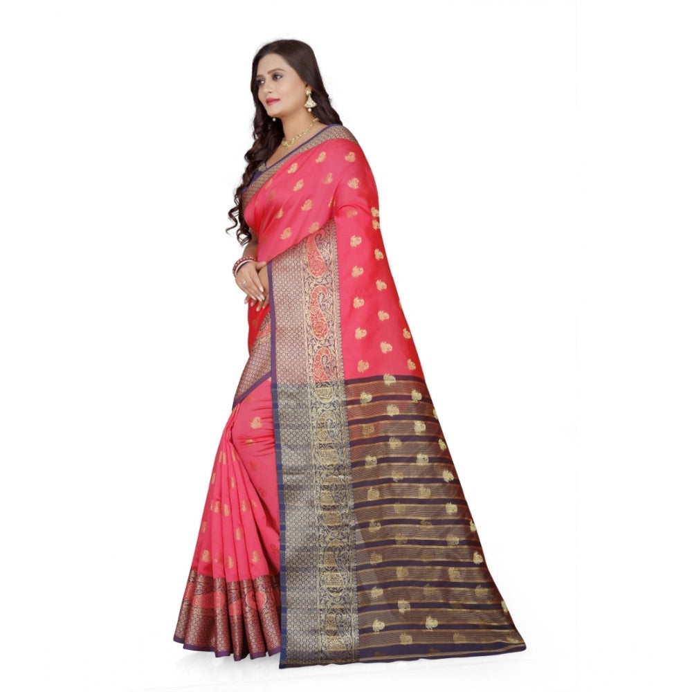 Clasymist Women's Jacquard Woven Saree With Unstitched Blouse 5.5Mtr (Multicolor)