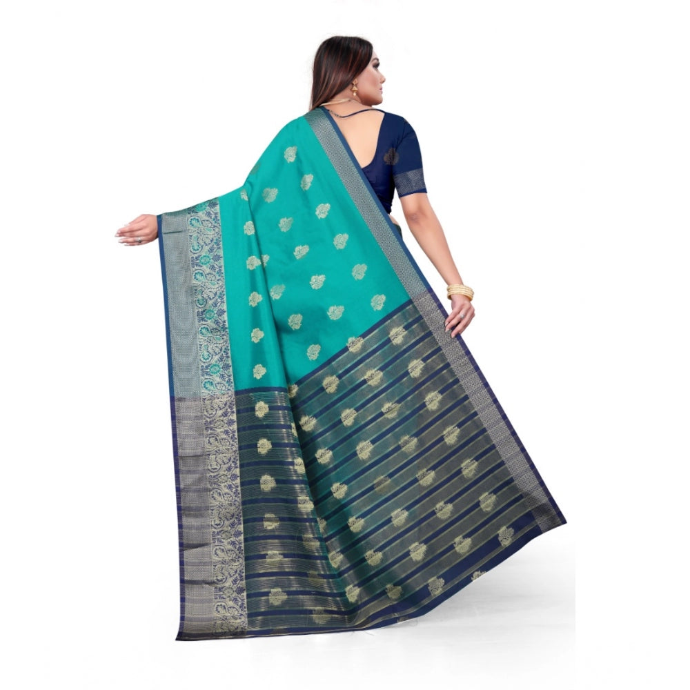 Clasymist Women's Silk Blend Woven Saree With Unstitched Blouse 5.5Mtr (Green)