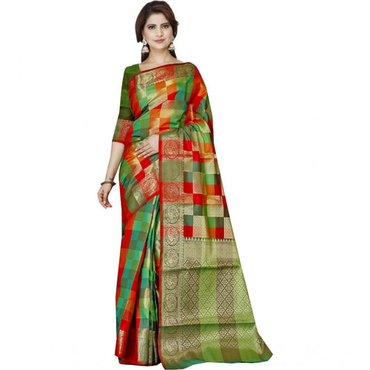 Clasymist Women's Jacquard Woven Saree With Unstitched Blouse 5.5Mtr (Green)