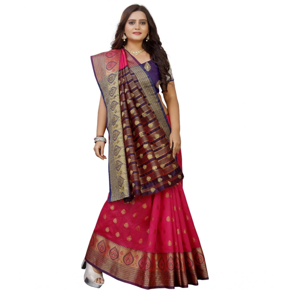 Clasymist Women's Silk Blend Woven Saree With Unstitched Blouse 5.5Mtr (Multicolor)