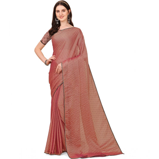 Clasymist Women's Silk Blend Embellished Saree With Unstitched Blouse 5.5Mtr (Maroon)