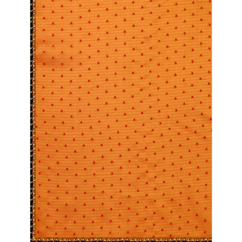 Clasymist Women's Silk Blend Embellished Saree With Unstitched Blouse 5.5Mtr (Orange)