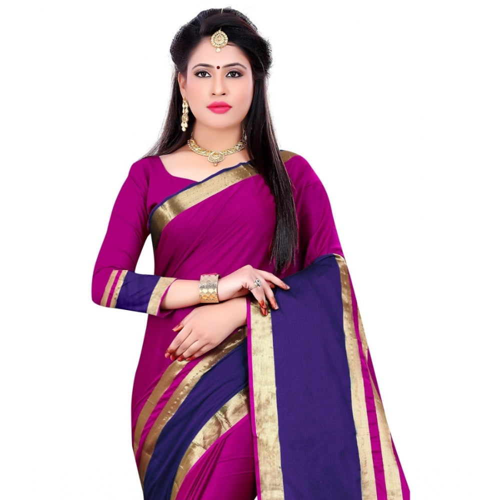 Clasymist Women's Jacquard Woven Saree With Unstitched Blouse 5.5Mtr (Purple)