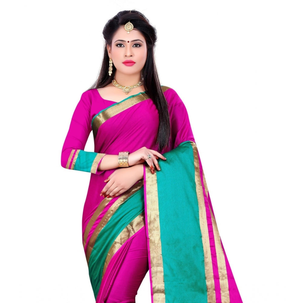 Clasymist Women's Jacquard Woven Saree With Unstitched Blouse 5.5Mtr (Pink)