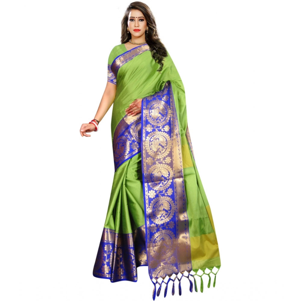 Clasymist Women's Jacquard Woven Saree With Unstitched Blouse 5.5Mtr (Green)