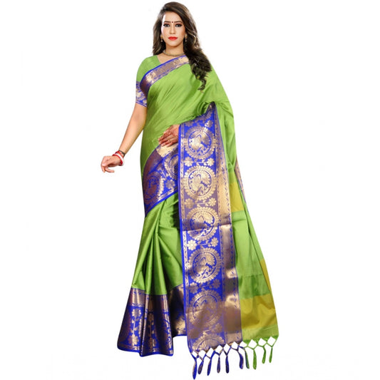 Clasymist Women's Jacquard Woven Saree With Unstitched Blouse 5.5Mtr (Green)