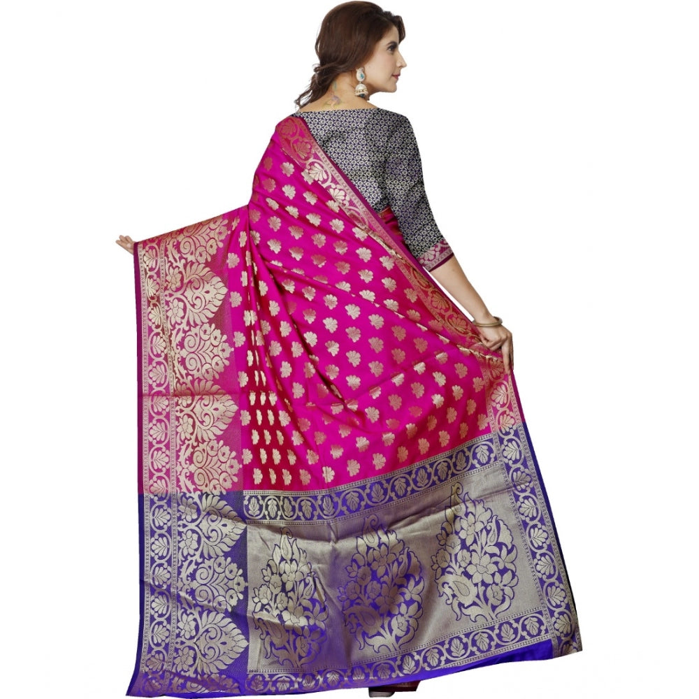 Clasymist Women's Jacquard Woven Saree With Unstitched Blouse 5.5Mtr (Magenta)