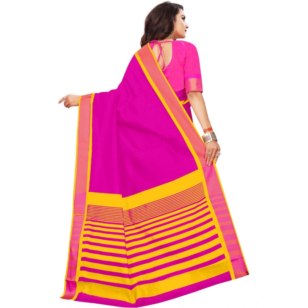 Clasymist Women's Jacquard Woven Saree With Unstitched Blouse 5.5Mtr (Pink)