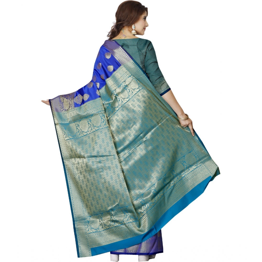 Clasymist Women's Jacquard Woven Saree With Unstitched Blouse 5.5Mtr (Blue)