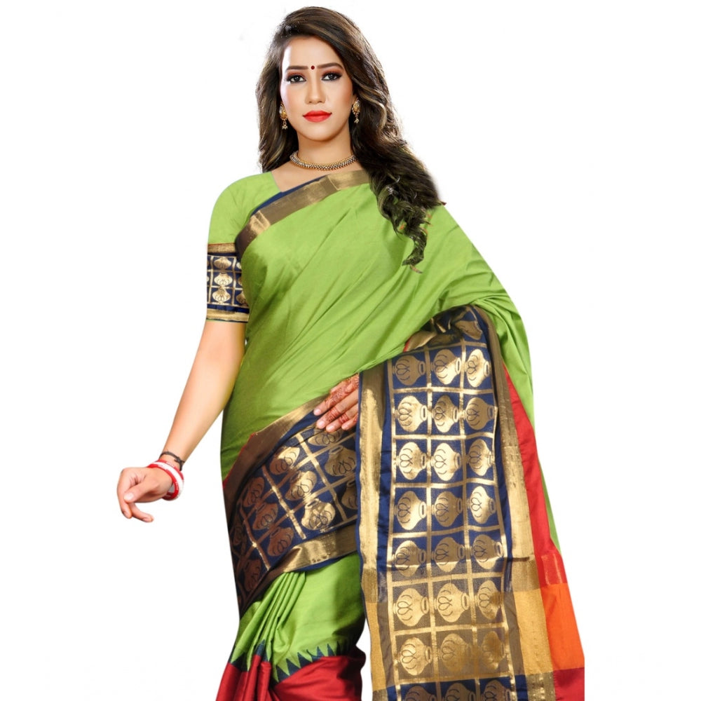 Clasymist Women's Jacquard Woven Saree With Unstitched Blouse 5.5Mtr (Light Green)