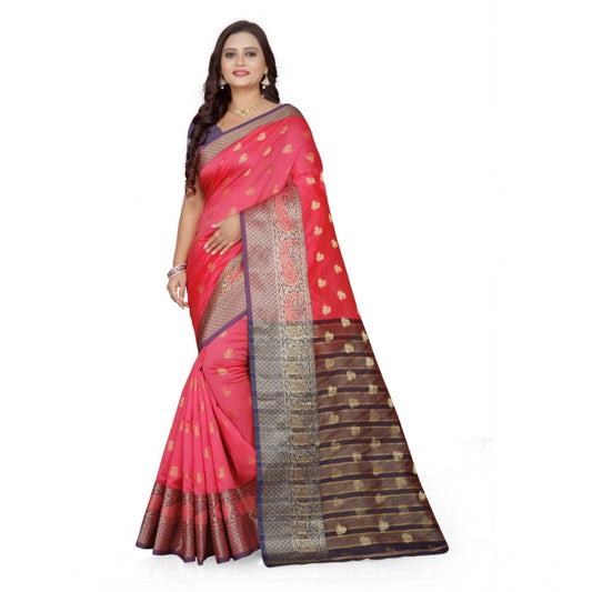 Clasymist Women's Jacquard Woven Saree With Unstitched Blouse 5.5Mtr (Multicolor)