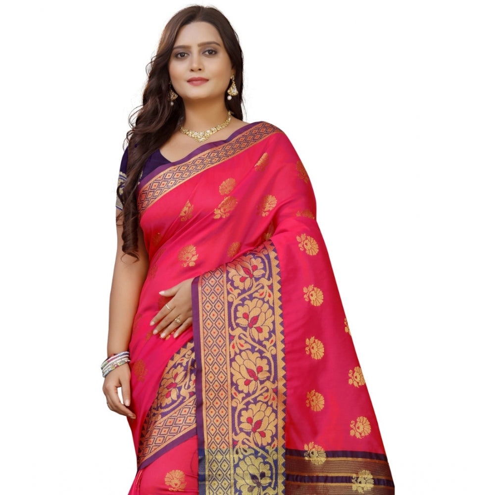 Clasymist Women's Silk Blend Woven Saree With Unstitched Blouse 5.5Mtr (Multicolor)