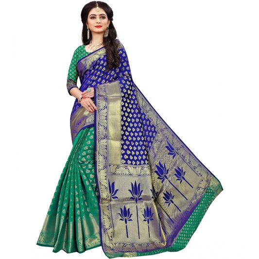 Clasymist Women's Jacquard Woven Saree With Unstitched Blouse 5.5Mtr (Green)