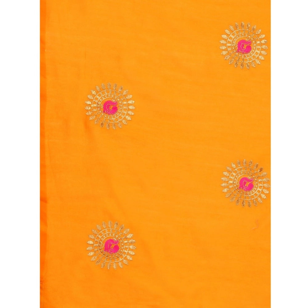 Clasymist Women's Silk Blend Embroidered Saree With Unstitched Blouse 5.5Mtr (Yellow)