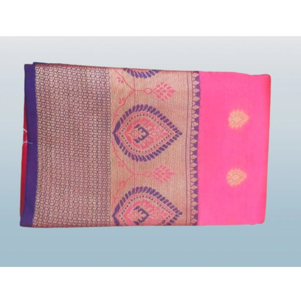 Clasymist Women's Silk Blend Woven Saree With Unstitched Blouse 5.5Mtr (Pink)