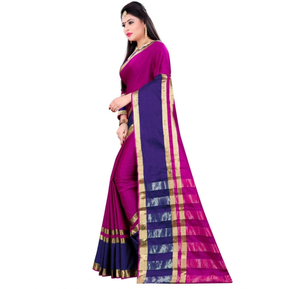 Clasymist Women's Jacquard Woven Saree With Unstitched Blouse 5.5Mtr (Purple)