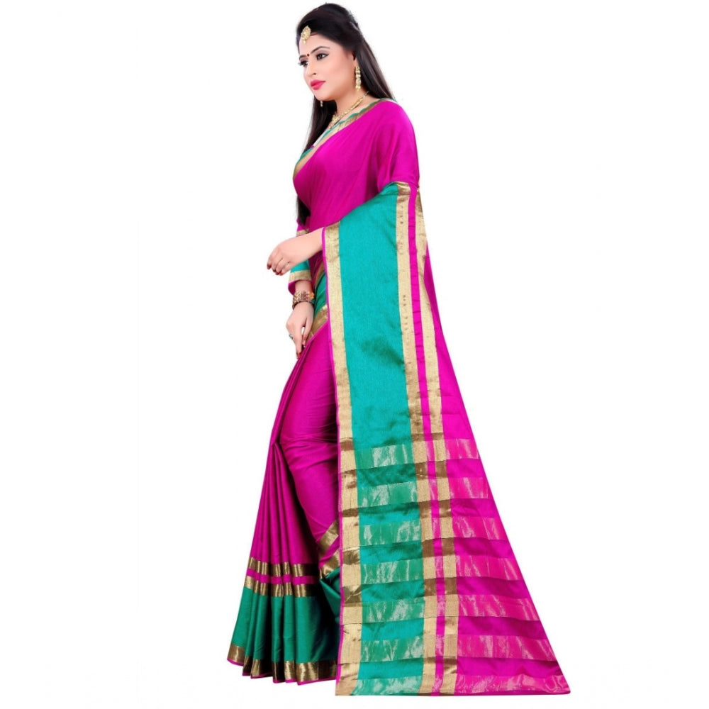 Clasymist Women's Jacquard Woven Saree With Unstitched Blouse 5.5Mtr (Pink)