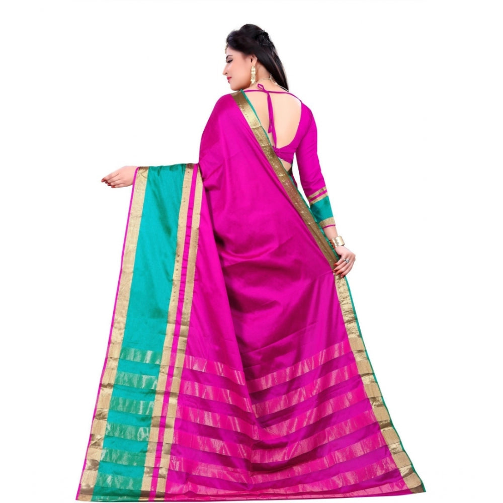 Clasymist Women's Jacquard Woven Saree With Unstitched Blouse 5.5Mtr (Pink)