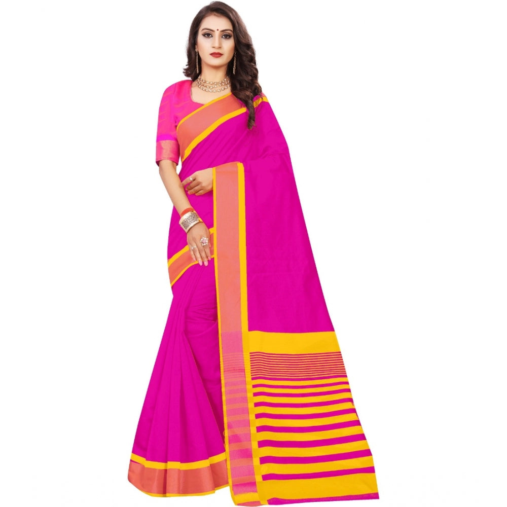 Clasymist Women's Jacquard Woven Saree With Unstitched Blouse 5.5Mtr (Pink)