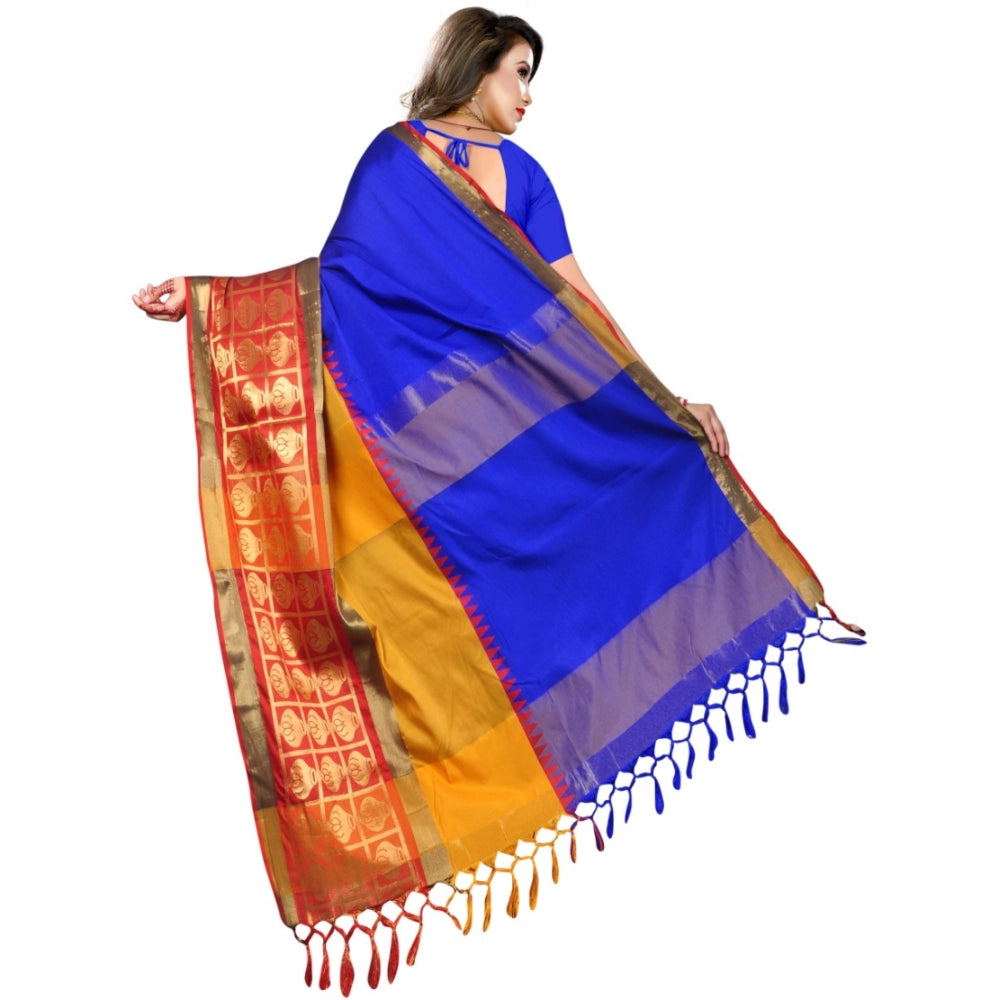 Clasymist Women's Jacquard Woven Saree With Unstitched Blouse 5.5Mtr (Blue)