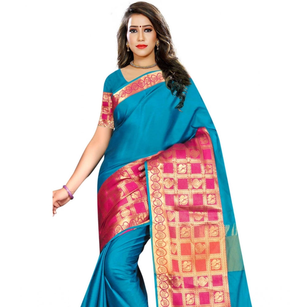 Clasymist Women's Jacquard Woven Saree With Unstitched Blouse 5.5Mtr (Multicolor)