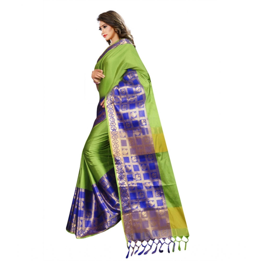 Clasymist Women's Jacquard Woven Saree With Unstitched Blouse 5.5Mtr (Green)