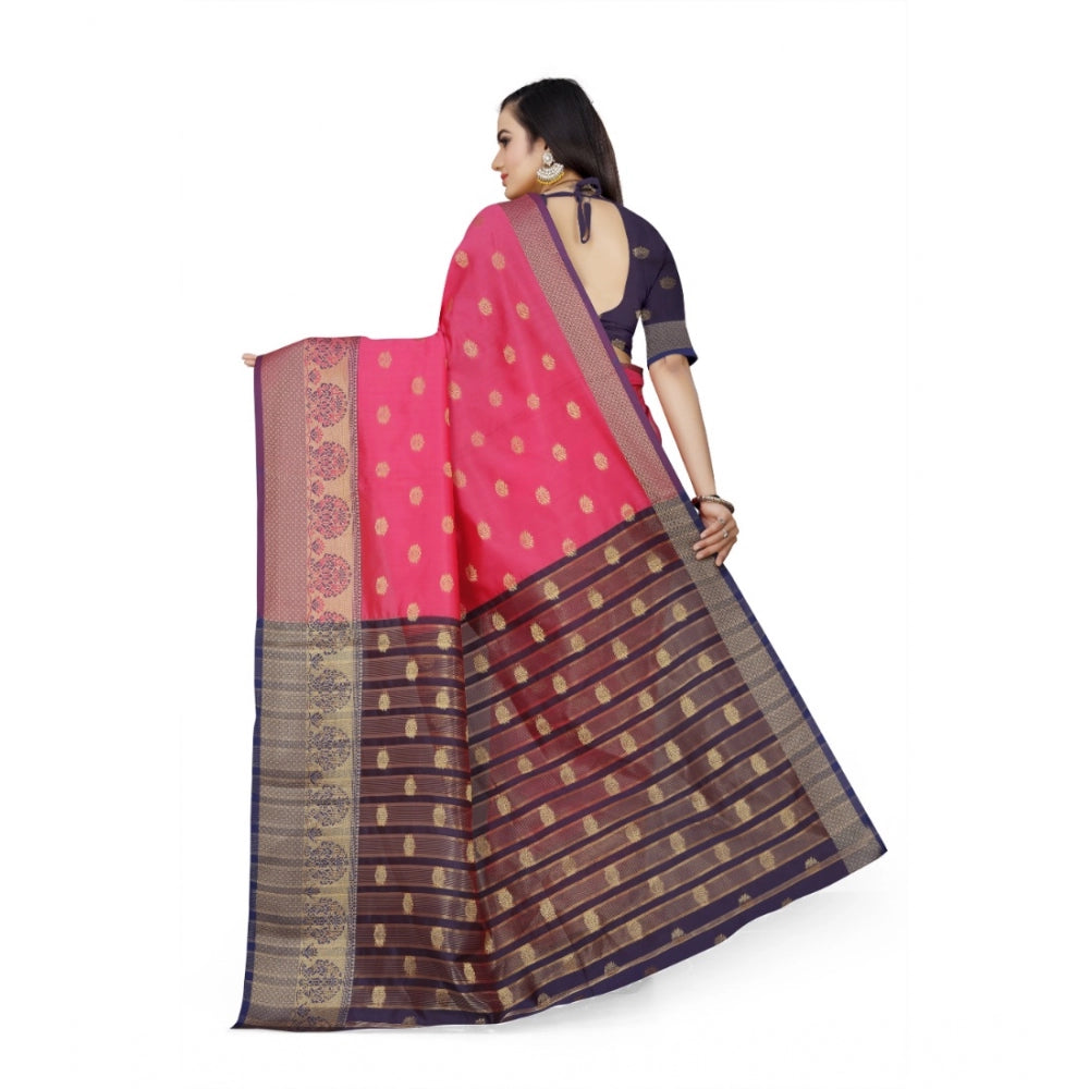 Clasymist Women's Jacquard Woven Saree With Unstitched Blouse 5.5Mtr (Multicolor)