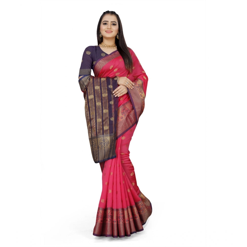 Clasymist Women's Jacquard Woven Saree With Unstitched Blouse 5.5Mtr (Multicolor)