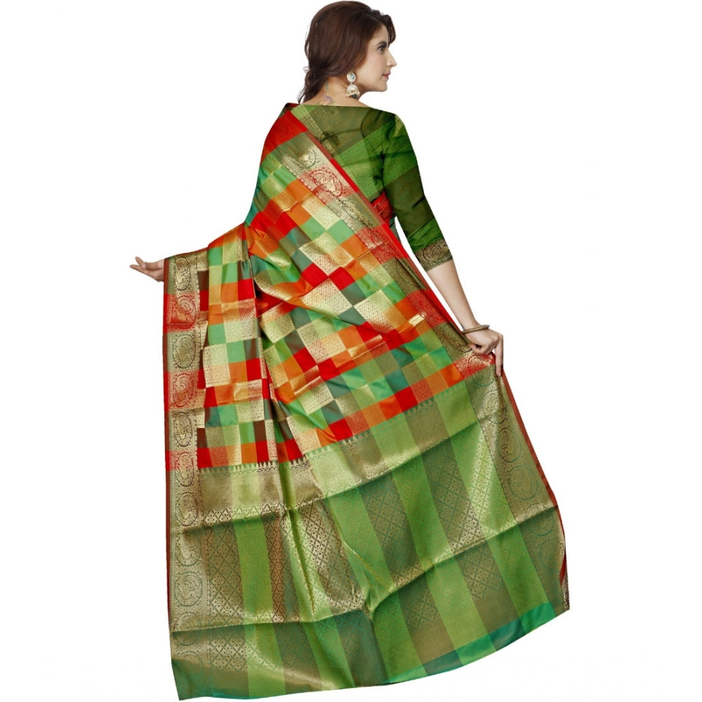 Clasymist Women's Jacquard Woven Saree With Unstitched Blouse 5.5Mtr (Green)