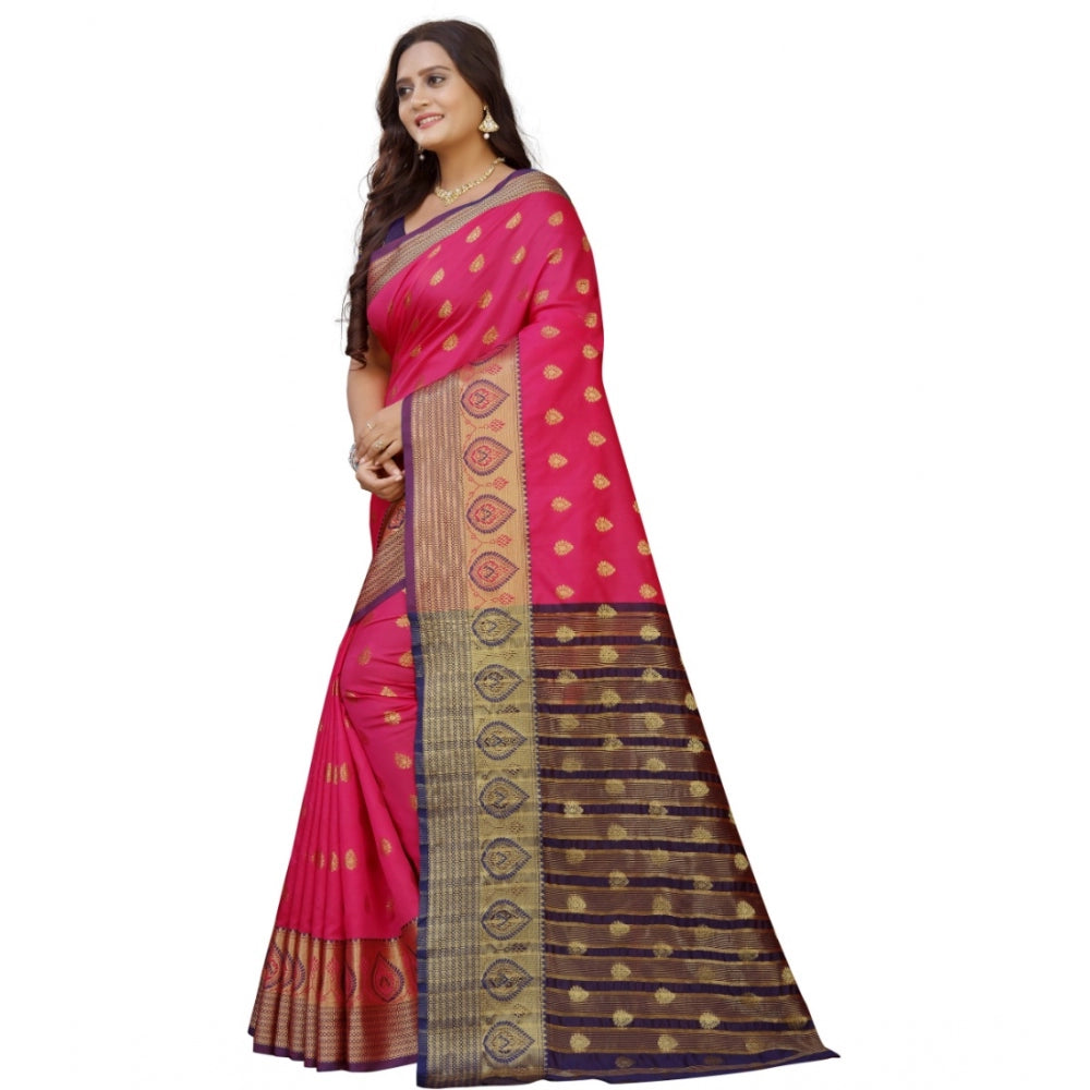 Clasymist Women's Silk Blend Woven Saree With Unstitched Blouse 5.5Mtr (Multicolor)