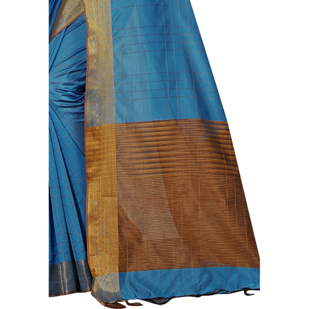 Clasymist Women's Cotton Silk Self Design Saree With Unstitched Blouse 5.5Mtr (Light Blue)