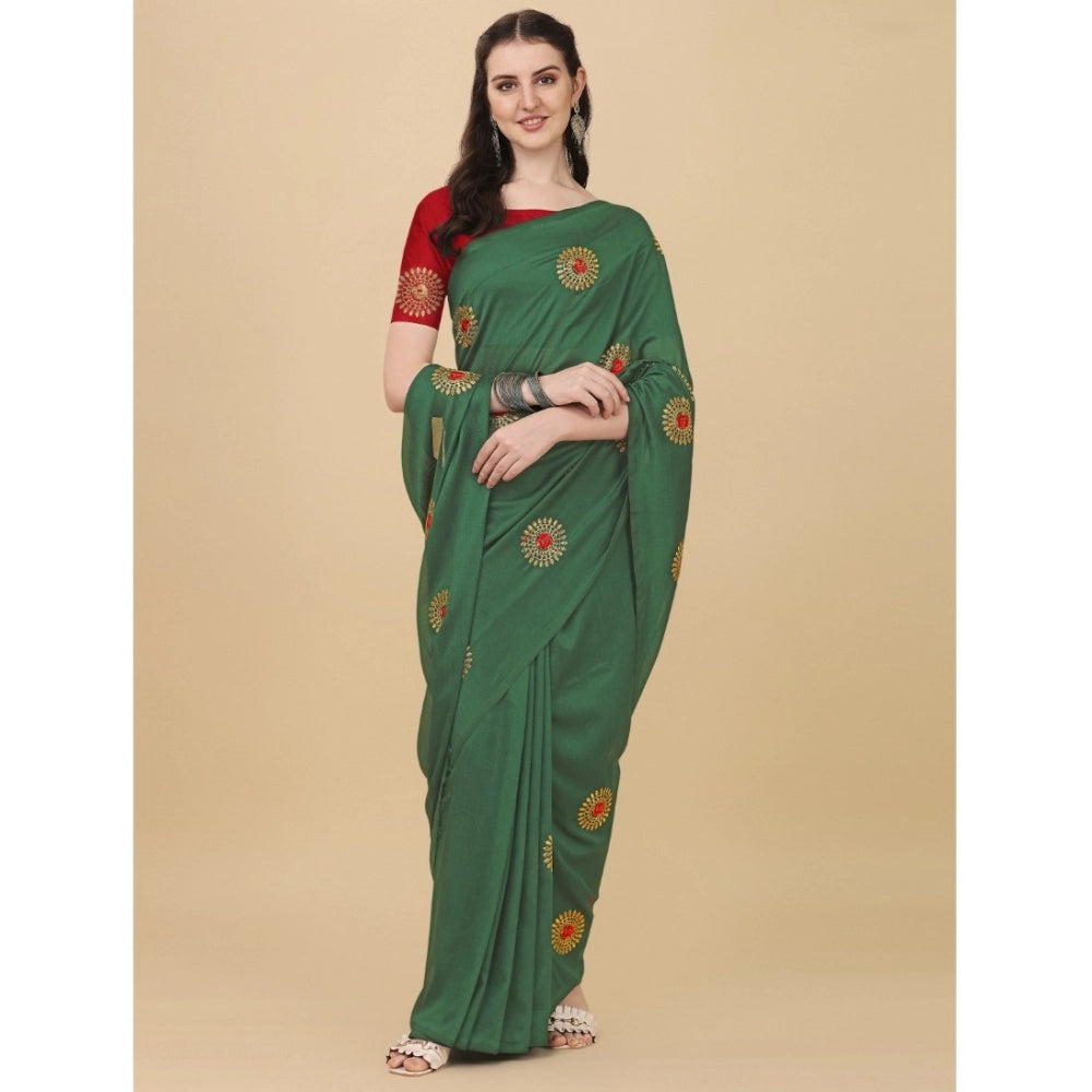 Clasymist Women's Silk Blend Embroidered Saree With Unstitched Blouse 5.5Mtr (Light Green)