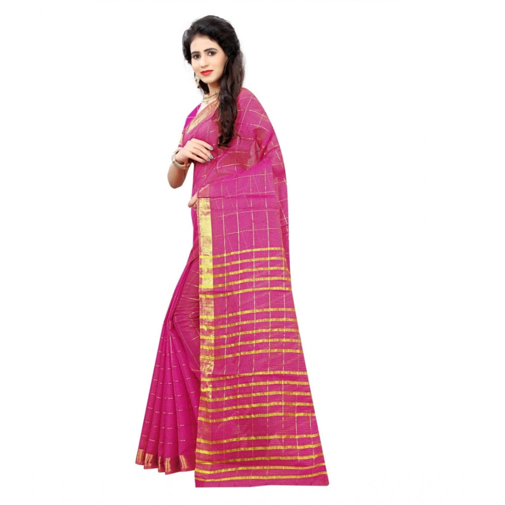 Clasymist Women's Jacquard Woven Saree With Unstitched Blouse 5.5Mtr (Pink)