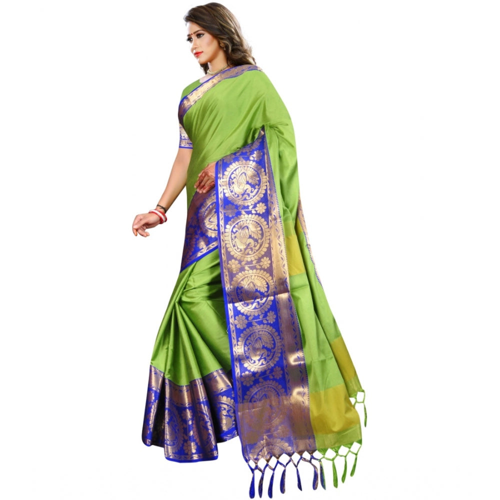 Clasymist Women's Jacquard Woven Saree With Unstitched Blouse 5.5Mtr (Green)