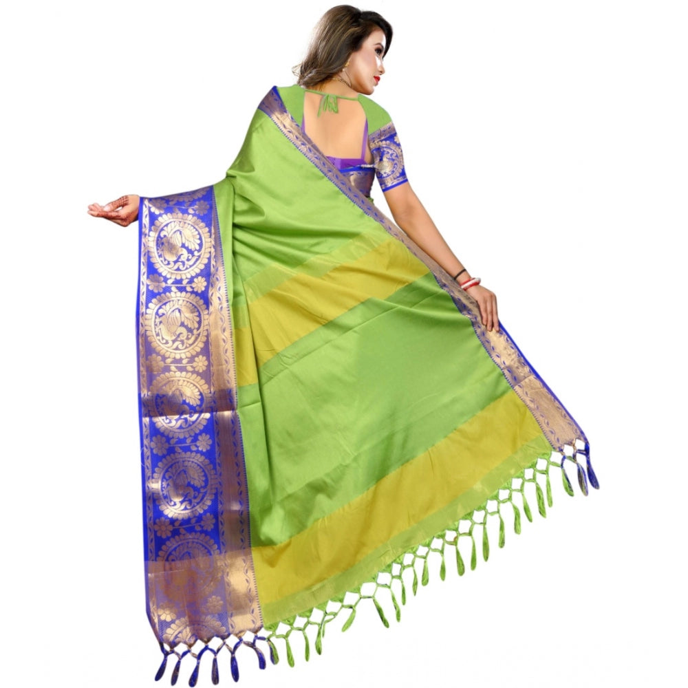 Clasymist Women's Jacquard Woven Saree With Unstitched Blouse 5.5Mtr (Green)