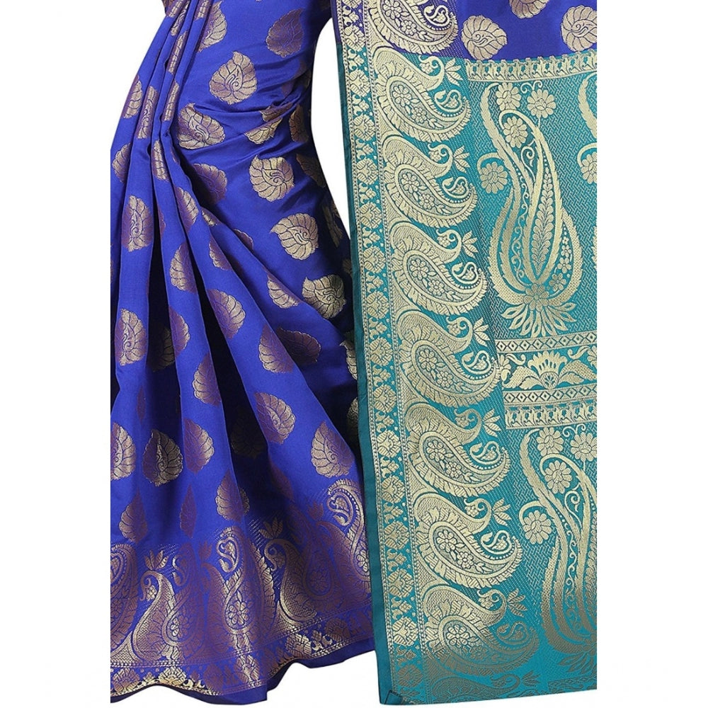 Clasymist Women's Jacquard Woven Saree With Unstitched Blouse 5.5Mtr (Blue)