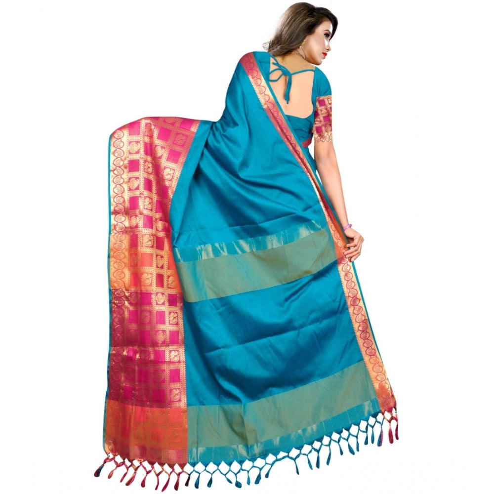 Clasymist Women's Jacquard Woven Saree With Unstitched Blouse 5.5Mtr (Multicolor)