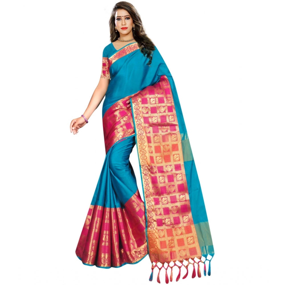 Clasymist Women's Jacquard Woven Saree With Unstitched Blouse 5.5Mtr (Multicolor)