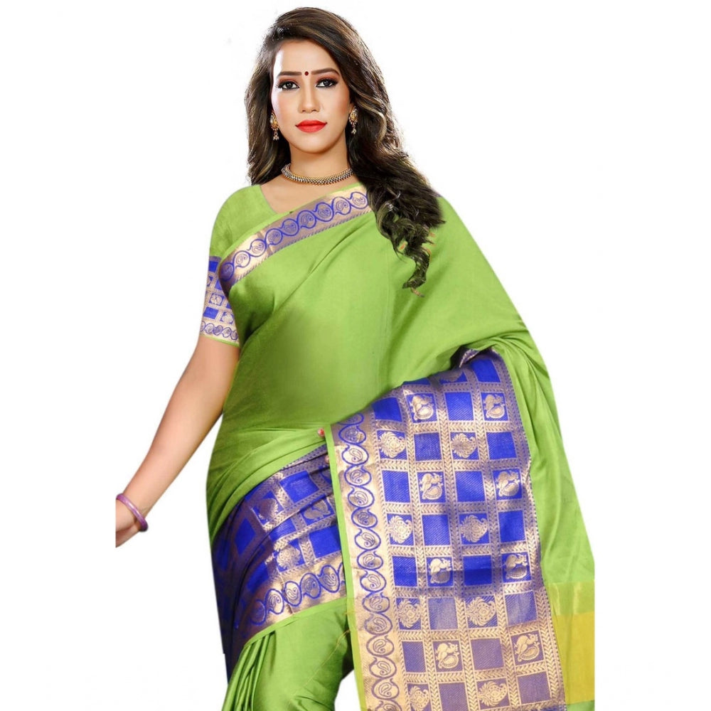 Clasymist Women's Jacquard Woven Saree With Unstitched Blouse 5.5Mtr (Green)