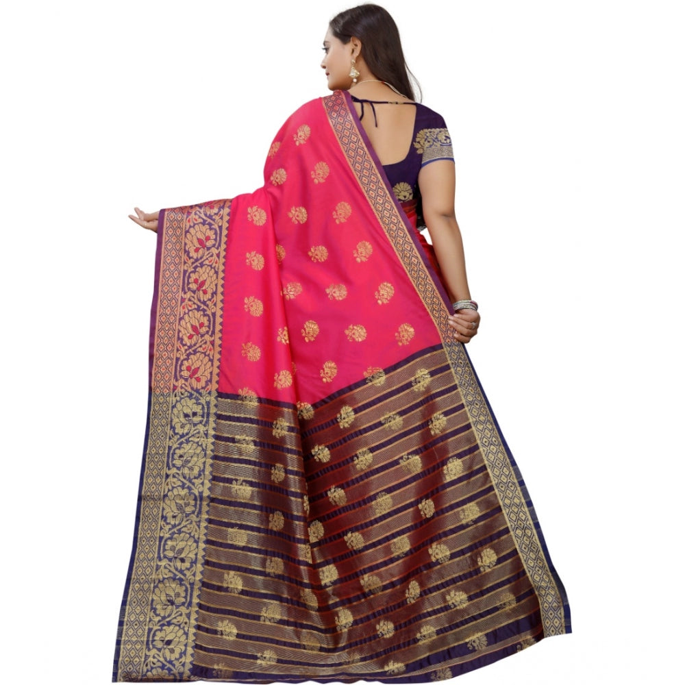 Clasymist Women's Silk Blend Woven Saree With Unstitched Blouse 5.5Mtr (Multicolor)