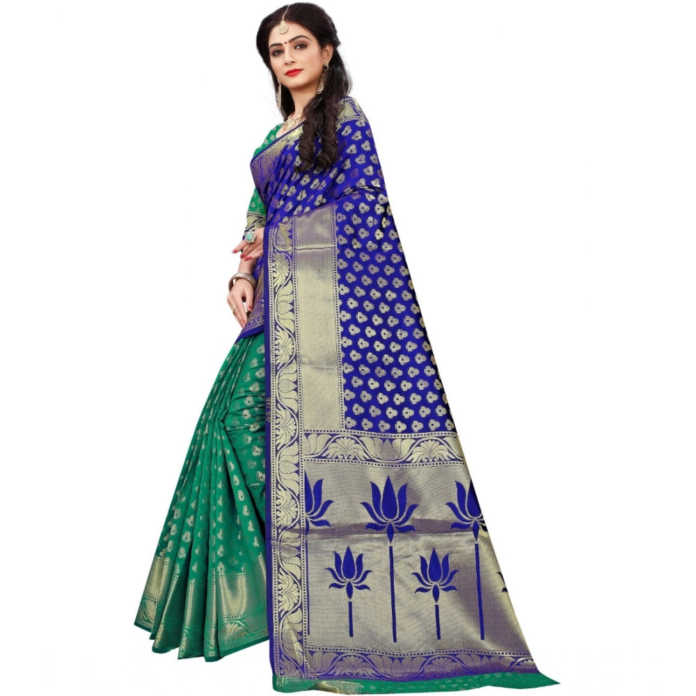 Clasymist Women's Jacquard Woven Saree With Unstitched Blouse 5.5Mtr (Green)