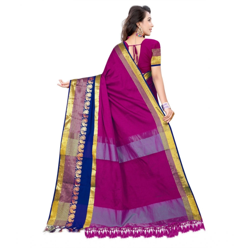 Clasymist Women's Jacquard Woven Saree With Unstitched Blouse 5.5Mtr (Purple)