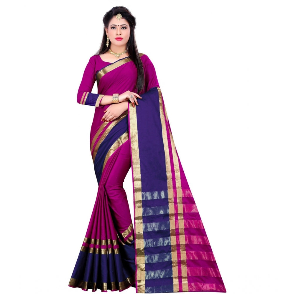 Clasymist Women's Jacquard Woven Saree With Unstitched Blouse 5.5Mtr (Purple)