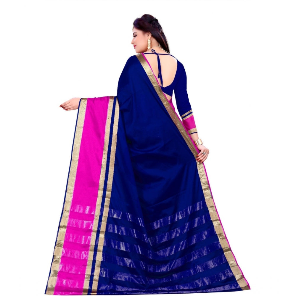 Clasymist Women's Jacquard Woven Saree With Unstitched Blouse 5.5Mtr (Blue)