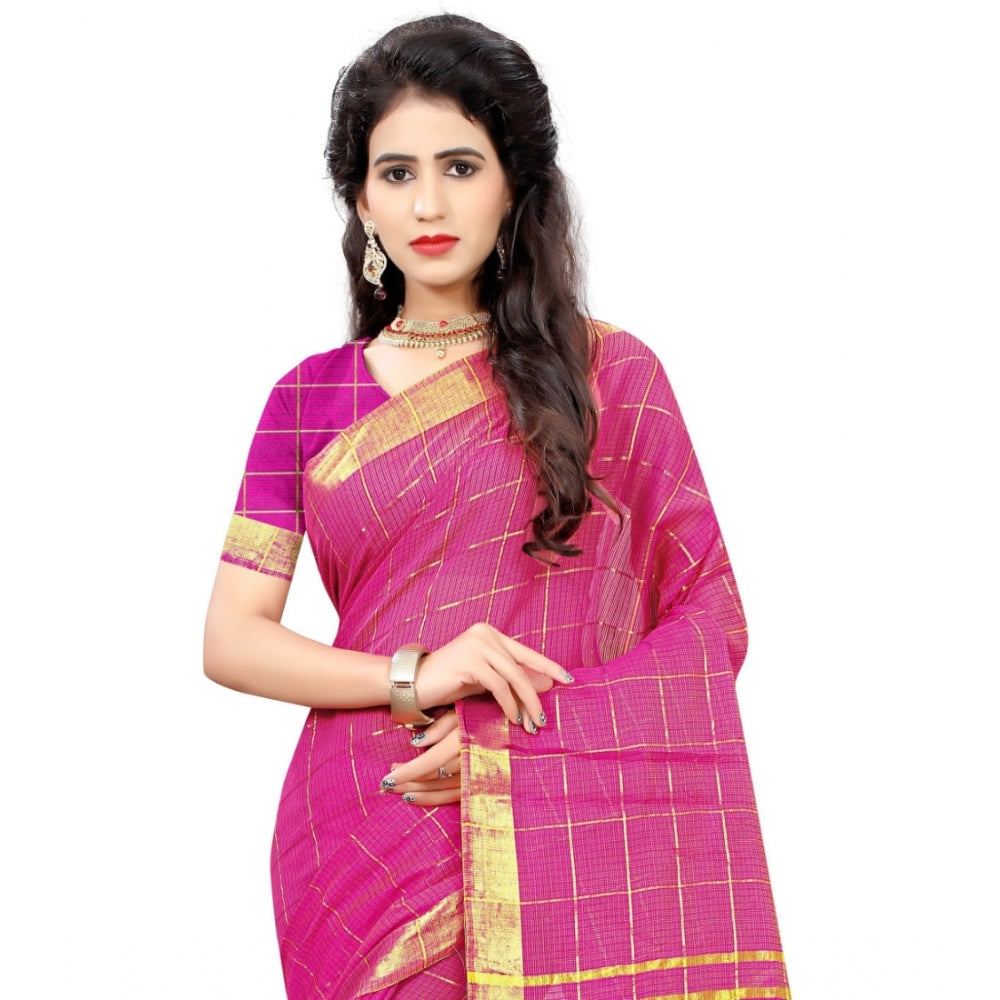 Clasymist Women's Jacquard Woven Saree With Unstitched Blouse 5.5Mtr (Pink)