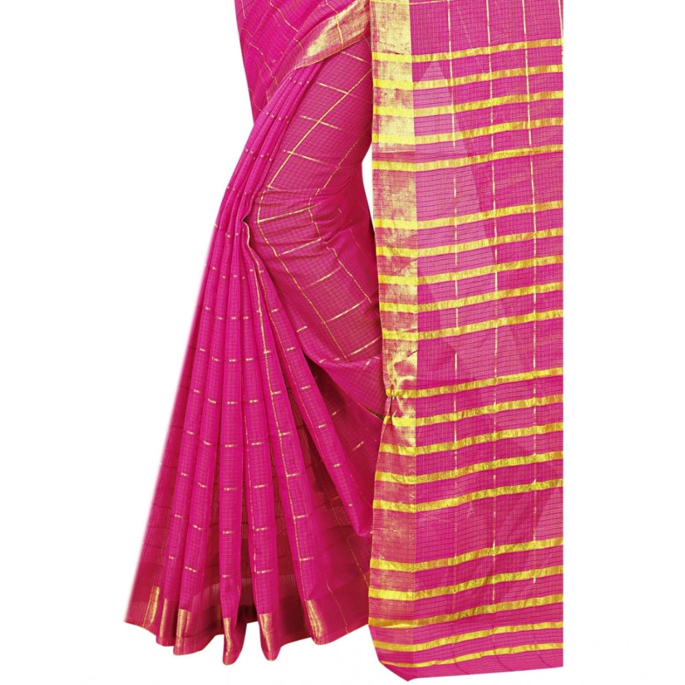 Clasymist Women's Jacquard Woven Saree With Unstitched Blouse 5.5Mtr (Pink)